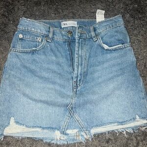 ZARA- High Waisted Jean Skirt